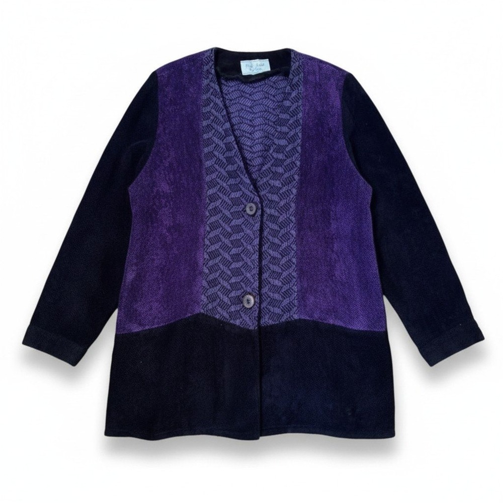 Priest Lake Exotics Sharon‎ Berube Handwoven Art to Wear Purple Cardigan Jacket
